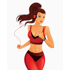 跑步的卡通美女