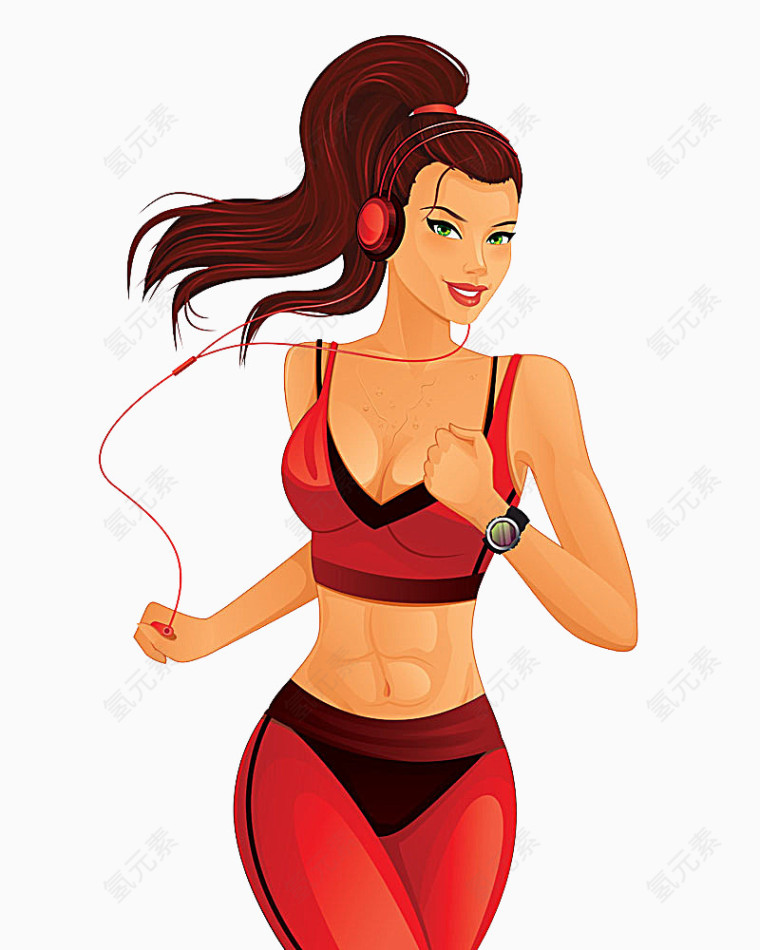 跑步的卡通美女