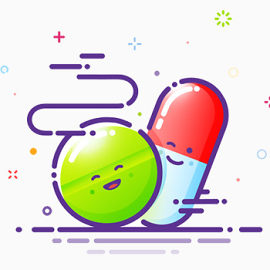 绿色药丸和红白胶囊