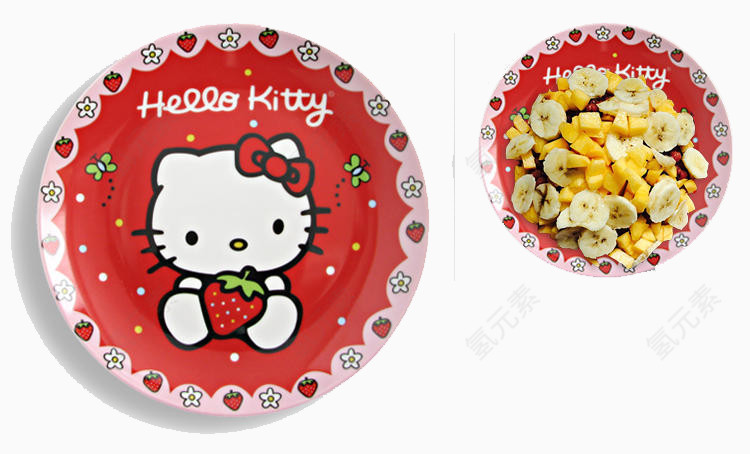 红色草莓hellokitty餐盘