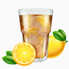 高清卡通逼真手绘冰橙子