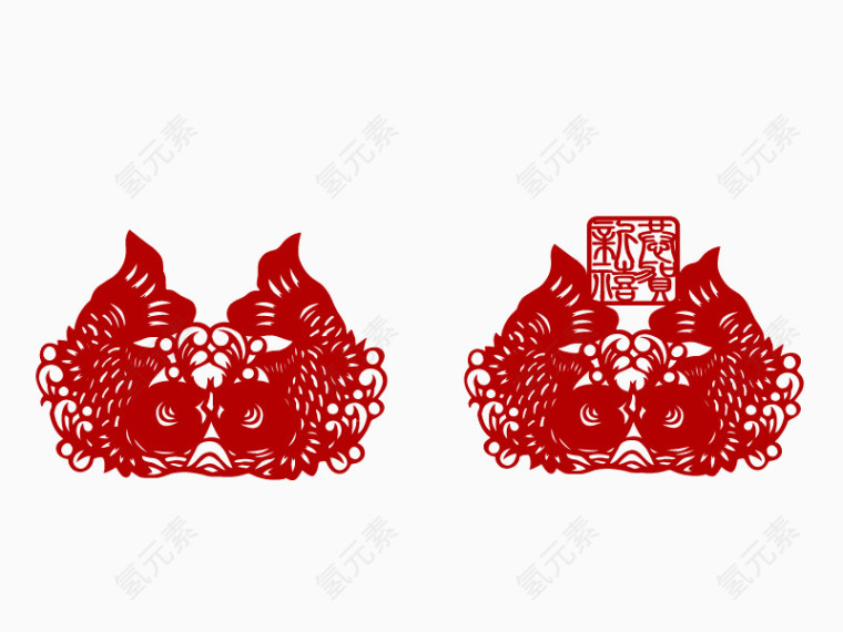 鱼新年卡通矢量素材