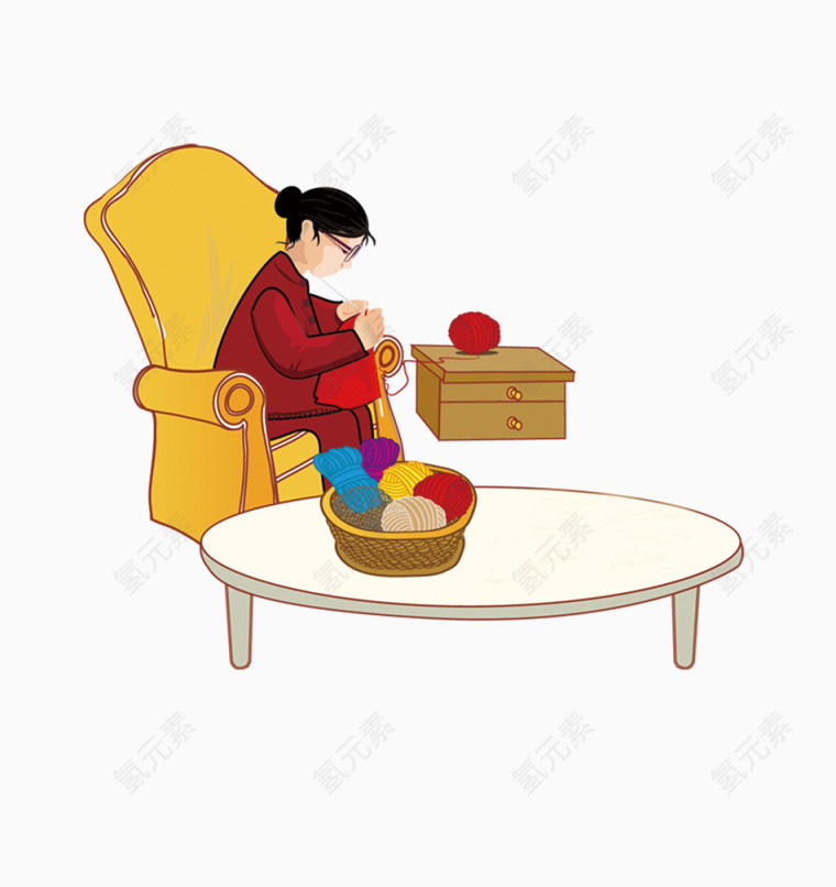 妈妈织毛衣