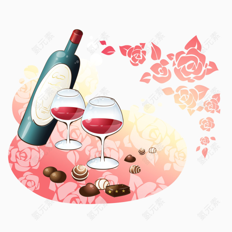 红酒和酒杯