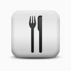 磨砂白广场图标食品饮料刀叉食品饮料图标