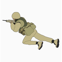 卡通手绘线条绘画卧倒的士兵