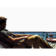 远望天际男子插画