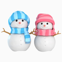 卡通雪人堆雪人