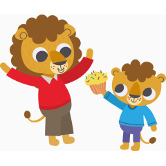 狮子父子送礼物给爸爸