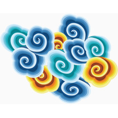 多彩祥云中国风祥云螺旋纹路云朵