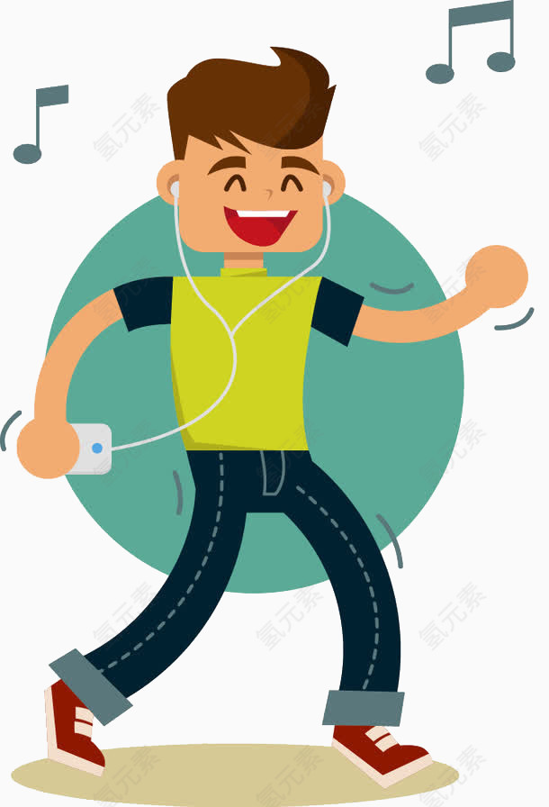 卡通听音乐的人物