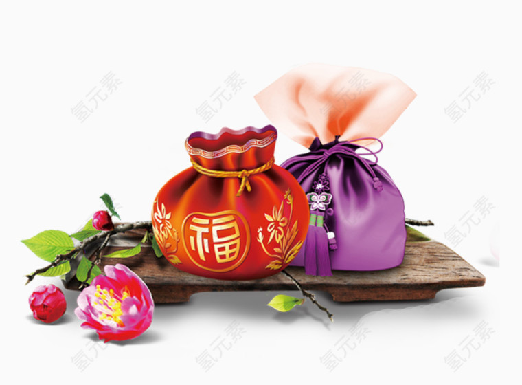 荷包与花朵素材