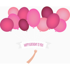 矢量手绘粉色气球