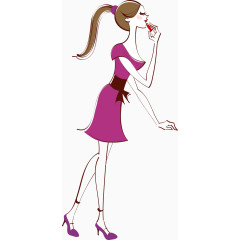 可爱卡通涂口红美女