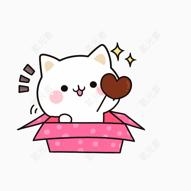 在盒子的猫卡通手绘