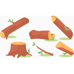 矢量图被砍断的树木