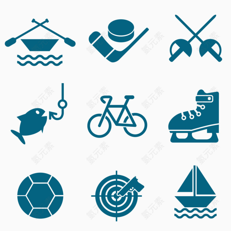 蓝色扁平化运动图标