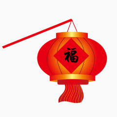贴着福字的红色灯笼