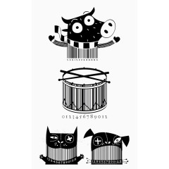 创意猪头击鼓条形码