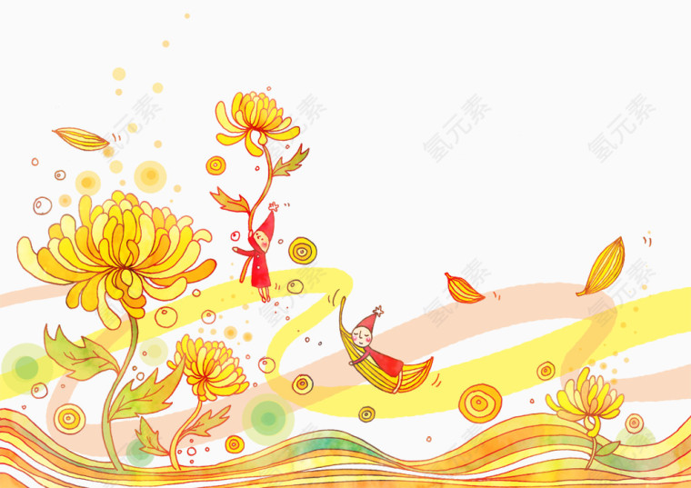 童话清新菊花仙子插画