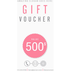 矢量竖式粉色抵用券