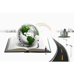 书本上的地球与人物