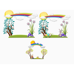 太阳彩虹树边框纹理