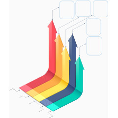 矢量手绘彩色向上箭头