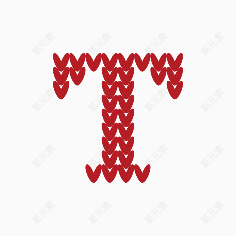 针织字母爱心字母T