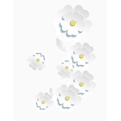 唯美立体剪纸白色花朵