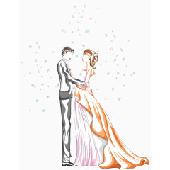 手绘结婚情侣