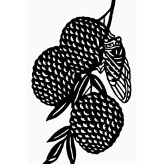 荔枝叶子水果剪纸图片