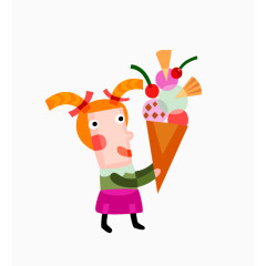 手捧冰淇淋的女孩子