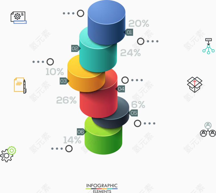矢量彩色立体柱形图表
