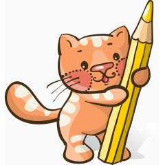 可爱猫咪与笔矢量素材
