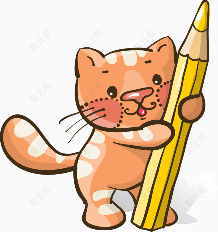 可爱猫咪与笔矢量素材