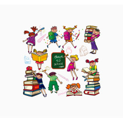 开学季卡通手绘背着书包的人