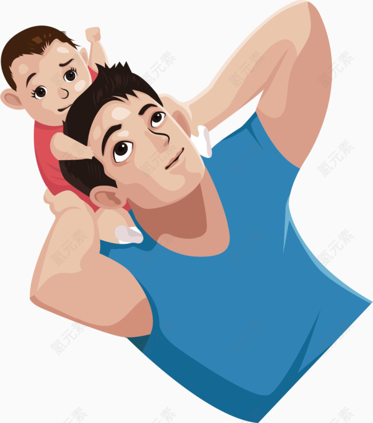 父亲节元素爸爸和孩子卡通手绘装饰元素