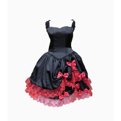 黑色吊带花朵装饰裙子