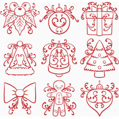 红色手绘圣诞素材