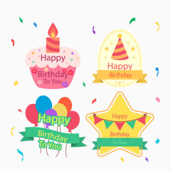 彩色生日促销标签平面