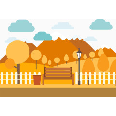 矢量秋天的山林