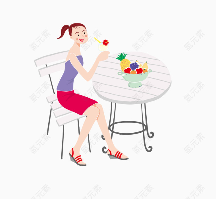 卡通手绘休闲渡假人物素材