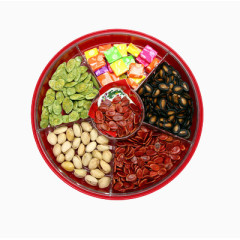 各种坚果糖果的果盘