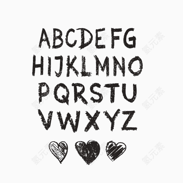 数字字母 黑色字母 墨迹