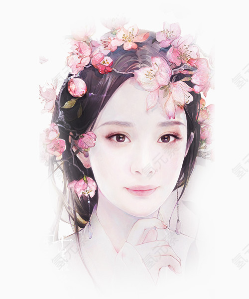 手绘插画美女元素