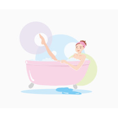 卡通休闲洗澡人物