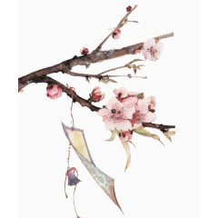 卡通手绘古典桃花