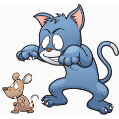 矢量手绘猫抓老鼠