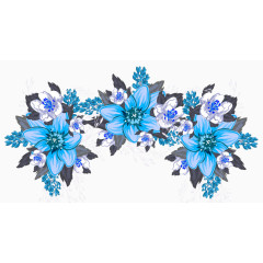 手绘蓝色水彩花